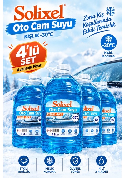 Solixel Kışlık Oto Cam Suyu -30 C 4 Lt X 4 Adet 4'lü Set