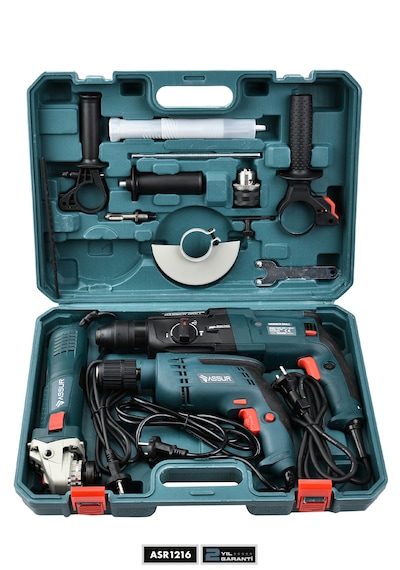 Assur Profesyonel ASR1216 Elektrikli Matkap + Taşlama + Kırıcı Delici + Hilti Mavi 3'lü Set