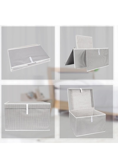 Çok Amaçlı Düzenleyici Kapaklı Sandık Tipi Kutu Hurç Organizer 3 Lü Set Gri, Maxi 50 X 40 X 30 Diğer