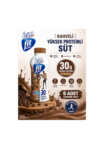 Fit Laktozsuz Yüksek Proteinli Süt Çilek Kahve Vanilya 400 Ml X18 Adet
