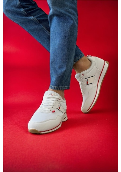 Erkek Günlük Sneaker Spor Ayakkabı Beyaz - Kırmızı-Beyaz - Kırmızı