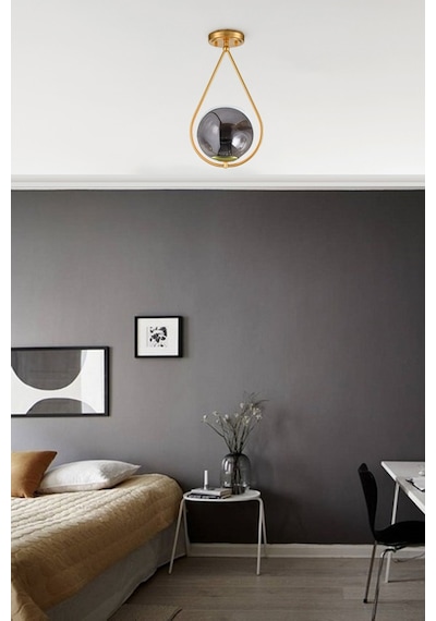 Damla Camlı Tekli Modern Hol Salon Oturma Odası Giriş Tekli Avize Beyaz