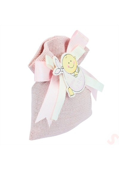 Lavantalı Keten Kese 11 x 10 CM Pembe 1 Adet Pembe