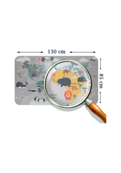 Eğitici Dünya Haritası Dünya Atlası Çocuk Ve Bebek Odası Duvar Sticker-85x130-3821 Çok Renkli