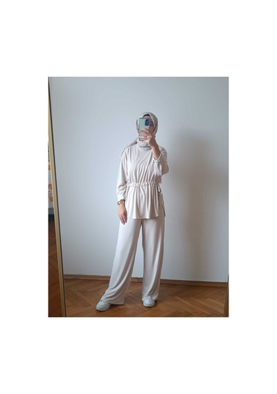 Hiera Büzgü Detaylı Bej Takım Bej - 751770098 Bej - 751770098 Bej