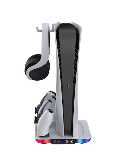 Ps5 / Ps5 Slim / Ps5 Pro Uyumlu Çok Fonksiyonlu Soğutucu Stant - Çift Kol Şarj İstasyonu Ve Rgb Işıklı