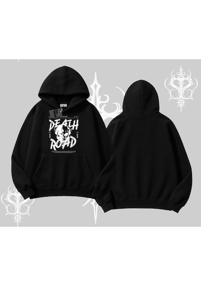 Startmore Kapşonlu Sweatshirt Death Road Memento Mori Street Manifest Siyah