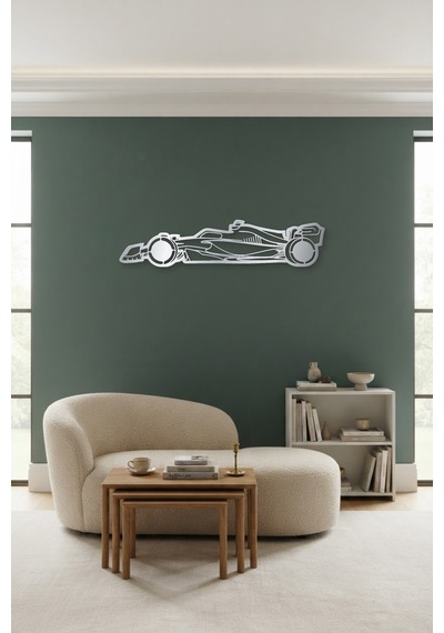Formula Aracı Metal Duvar Tablosu - Duvar Sanatı - Duvar Dekoru - Gümüş