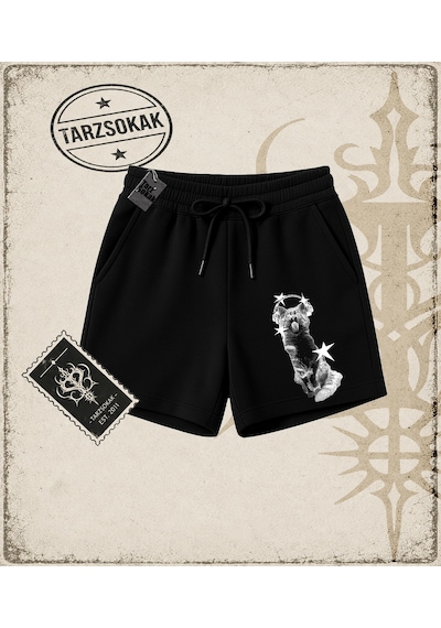 Tarzsokak Gotik & Grunge Streetwear Meow Unisex Şort Siyah