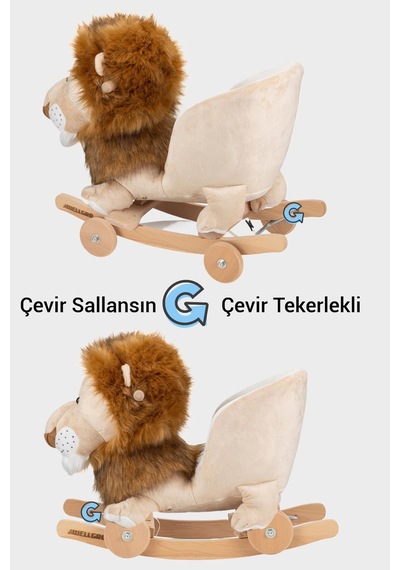 Wellgro Tekerlekli & Sallanan Oyuncak Aslan, Sallanan Ahşap Aslan