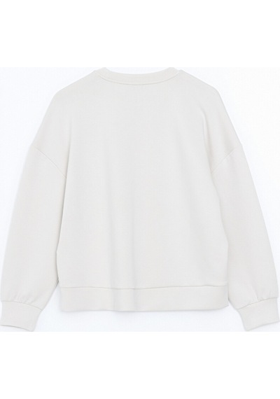 Lcw Vision Bej Bisiklet Yaka Oversize Kadın Sweatshirt