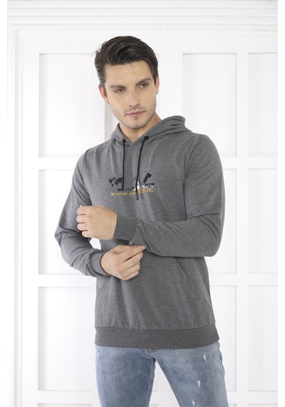 Escetic Spor Erkek G3 Melanj Cepli, Kapüşonlu Sweatshirt-4173