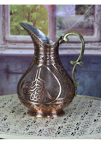 Sultan Tuğralı Eskitme Keski Osmanlı Bakır Sürahi