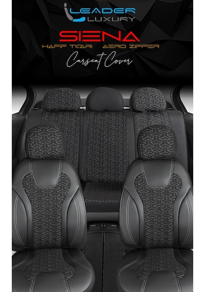 Ford Connect 2+1 Deri Detaylı Oto Koltuk Kılıfı Ön Arka Set Siyah Beyaz Siena Model Fs