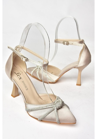 Fox Shoes S246061904 Ten Saten Kumaş Taşlı Ayakkabı Ten Rengi