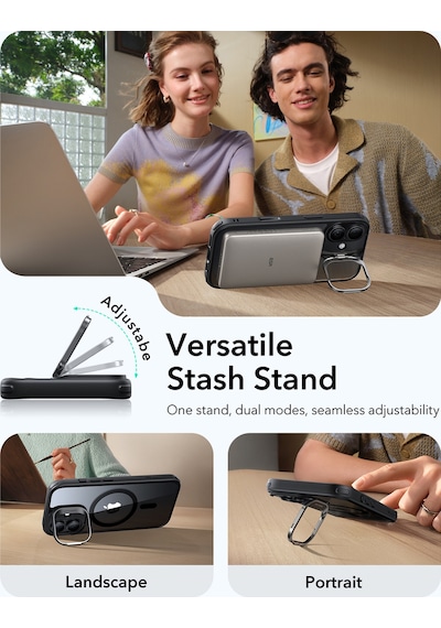 Esr Apple Uyumlu iPhone 17 Classic Hybrid Magsafe Standlı Kılıf - Kamera Kontrol Buton - Şeffaf Siyah Çok Renkli
