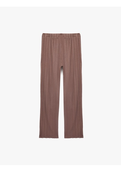 Koton Modal Kumaş Dokulu Bol Paça Pijama Altı Kahverengi 7wlk40062mk Kahve