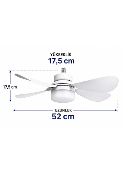 Kes473 Kumandalı Tavan Vantilatörü 3 Renk Fanlı Led E27 Duy 6 Kanatlı 52cm