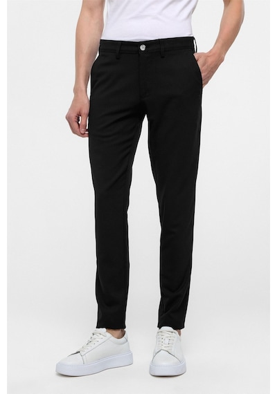 Süvari Siyah Slim Fit Desenli Kumaş Pantolon-38294 Siyah