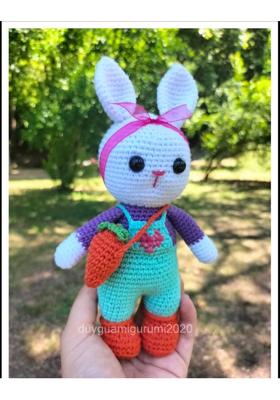 Amigurumi Havuç Çantalı Minik Tavşan Oyuncak Bebek Hediyelik