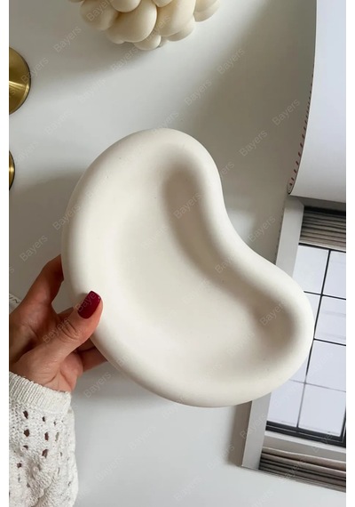 Pearl Curve Dekoratif Tepsi Takı & Aksesuar Tepsisi Beyaz
