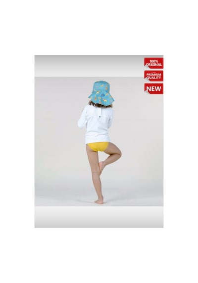 Decathlon Bebek Uv Korumalı Şapka Sarı Mavi Savan Baskılı Turkuaz