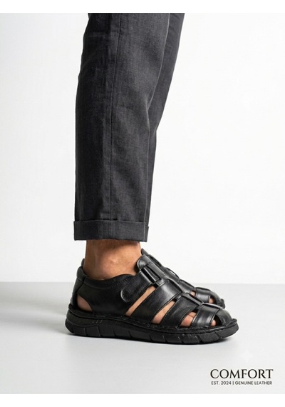 Ern Shoes İçi Dışı Hakiki Deri Ortopedik Erkek Terlik Sandalet Kahverengi