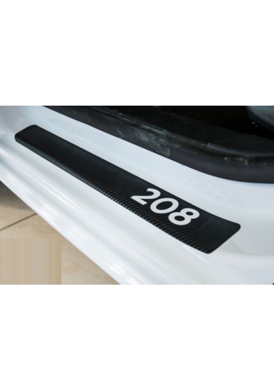 Peugeot 208 Carbon Fiber Kapı Eşiği Yazısı Sticker Boya Koruma