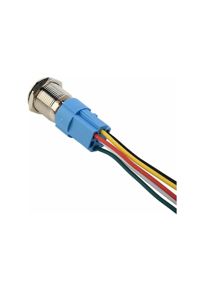 16mm Ledli Kablolu Push Tip Metal Button 12V 16mm 1NO 1NC SPDT On Off Su Geçirmez Paslanmaz Çelik