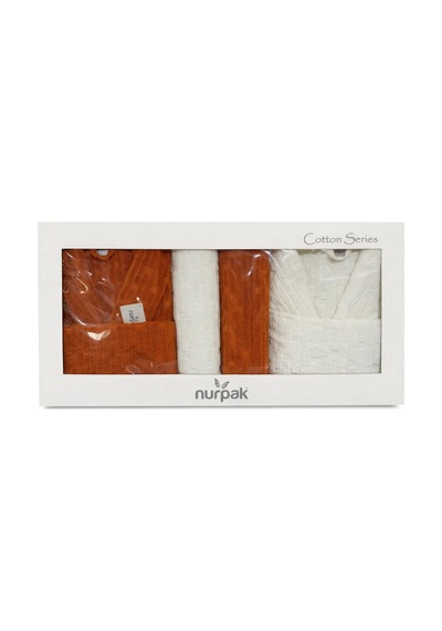 Kilim 8 Parça Aile Bornoz Takımı Kiremit-krem