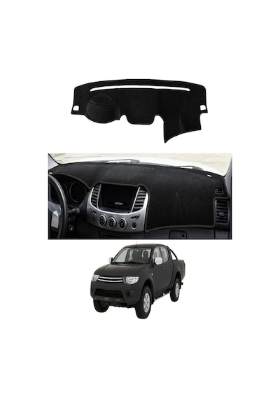 Mitsubishi - L200 2005-2015 Uyumlu Torpido Koruma Kılıfı - Siyah Şeritli