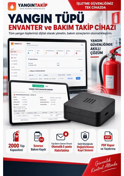 Profesyonel Yangın Tüpü Envanter Ve Bakım Takip Modülü 2000 Tüp + Sınırsız Bakım Kaydı Otomatik E-posta Hatırlatma