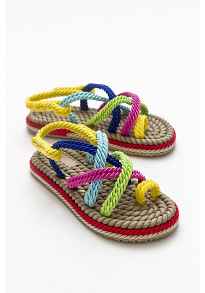Luvishoes İp Bej Multi Kadın Sandalet Bej