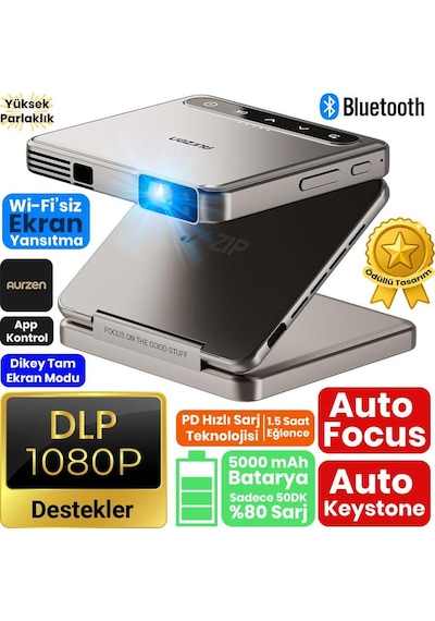 Vankyo Aurzen ZIP Katlanabilir DLP 1080P Destekli Bataryalı Projeksiyon Cihazı + AutoFocusAutoKeystone