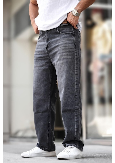 Madmext Füme Erkek Yıkamalı Baggy Jean 7216-füme Füme