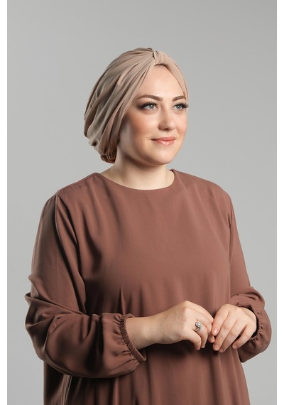 Hürrem Bone Sütlü Kahve Pratik Hazır Geçmeli Tesettür Bone Sandy Pileli Salaş 2121 26 Sütlü Kahve Sütlü Kahverengi
