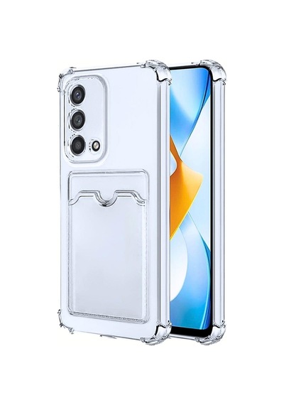 Oppo A74 4G Kılıf Darbe Emici Köşe Korumalı Kartlıklı Cüzdanlı Silikon Kapak Şeffaf