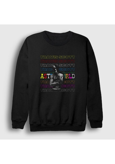 Presmono Unisex Cool Astroworld Travis Scott Sweatshirt Siyah