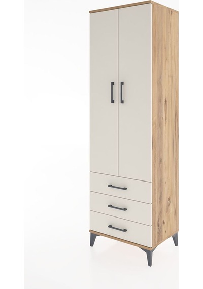Hyperion Dolap 4 Raflı 3 Çekmeceli 2 Kapaklı 60x44x195 Çam-ay... Çam