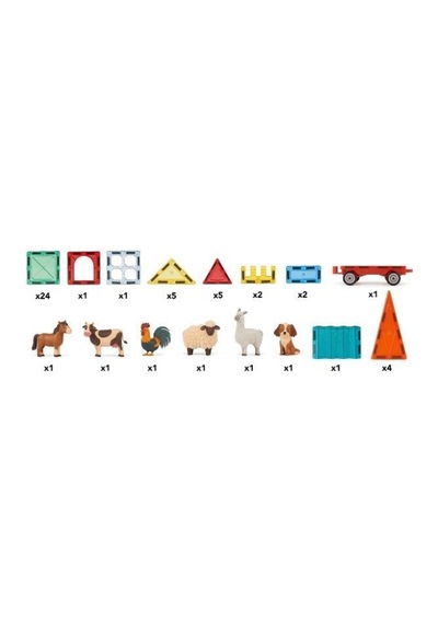 Kzl Magnetic Farms Çiftlik Hayvan Figürlü Araçlı Manyetik Yapı Blokları Seti 5.5 Cm 52 Parça Ch1508