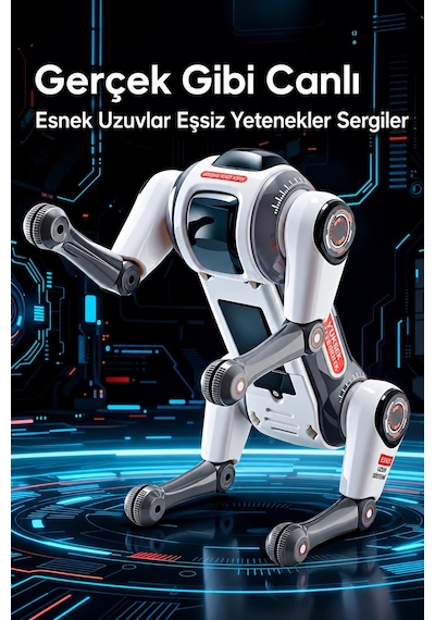 Blic Brb1 Akıllı Robot Köpek 2.4ghz Uzaktan Kumandalı Sesli Komutlu Rgb Işıklı Ve Akrobatik Eğitici Beyaz