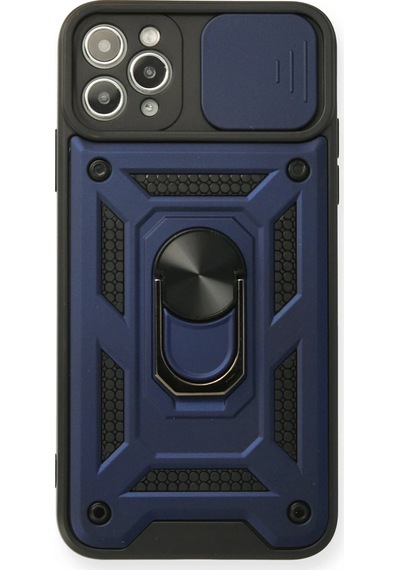 Newface Apple iPhone Uyumlu 11 Pro Max Kılıf Pars Lens Yüzüklü Silikon Semeglbl - 70 - Lacivert