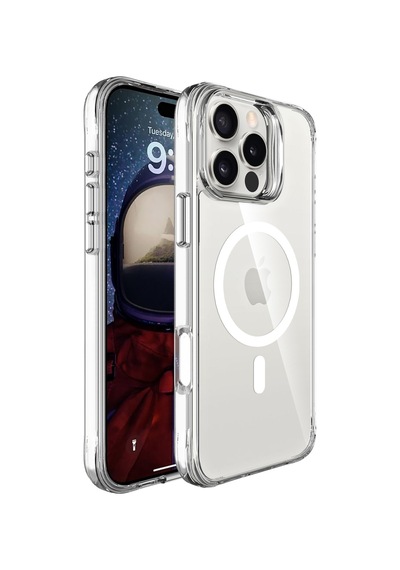 Bix Apple Uyumlu iPhone 16 Pro Max Magsafe Transparan Şeffaf Kılıf Güçlü Manyetik Üstün Darbe Koruması Şeffaf
