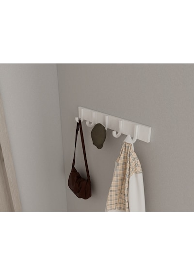 Hepsi3boyutlu Modern Duvar & Kapı Baston Askılık - 5 Adet Beyaz J Askılık - Model No : 6 Beyaz