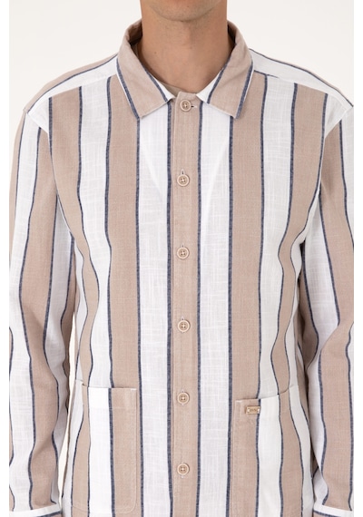 U.s. Polo Assn. Erkek Taş Gömlek Desenli 50299606-vr049 Taş Rengi