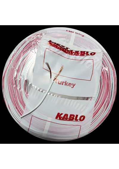 2x0,75 Cca Beyaz İzole Kordon Kablo 100 Metre