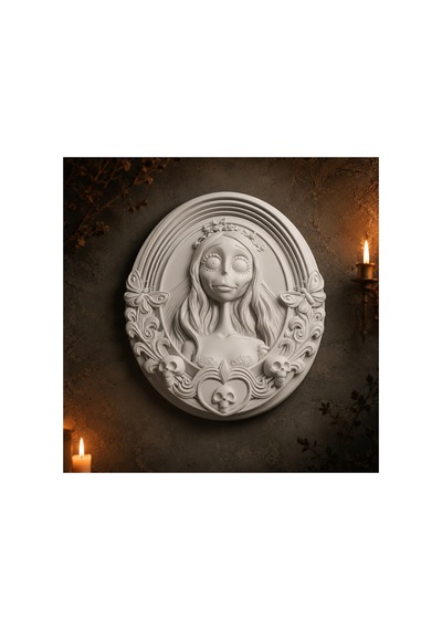 Mistik Gotik Kadın Figürlü Boyanabilir 3d Baskı Rölyef Duvar Süsü 20x23 Cm