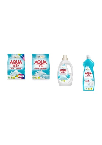 Aquabor Doğal Mineralli 4 Kg Renkliler + 4 Kg Beyaz + Sıvı Beyaz + Elde Bulaşık 4 Lü Set 0.75 LT - 2.5 LT - 12 KG 46125903