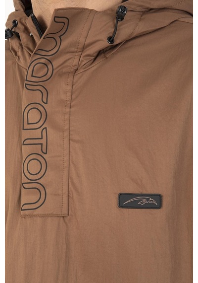 Maraton Sportswear Comfort Erkek Kapşonlu Uzun Kol Basic Taba Yağmurluk 21353-taba Taba
