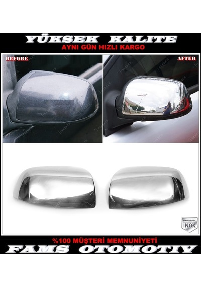 Ford Fiesta Paslanmaz Krom Ayna Kapağı 2 Parça. 2005-2008 Arası